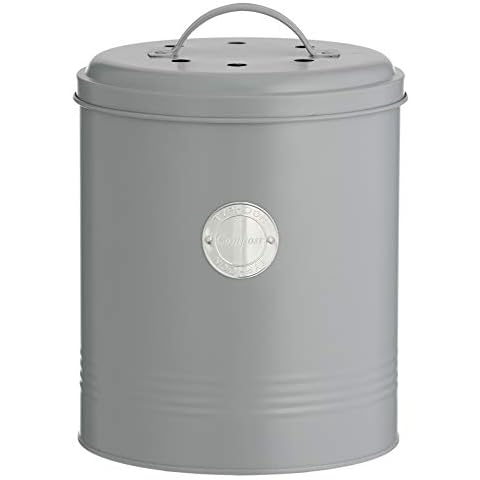 Typhoon Compost Caddy with Carbon Filters, Steel, 2.5 Litre, Grey, 84.5 Female oz/2.6 Quart Cover