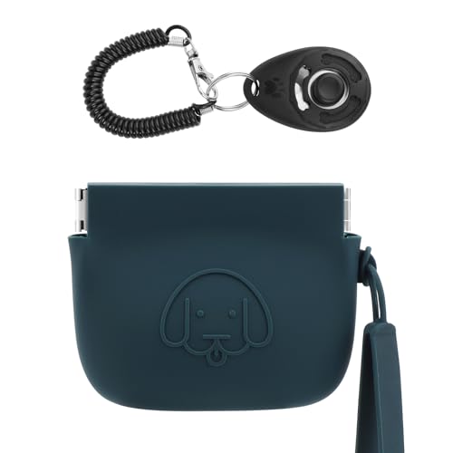 Pochette en Silicone Pour Friandises Pour Chien,Fermeture Automatique,Avec Clickers de Dressage Pour Chiens,Marche Pour Chien et Chat,Format de Poche,Facile à...