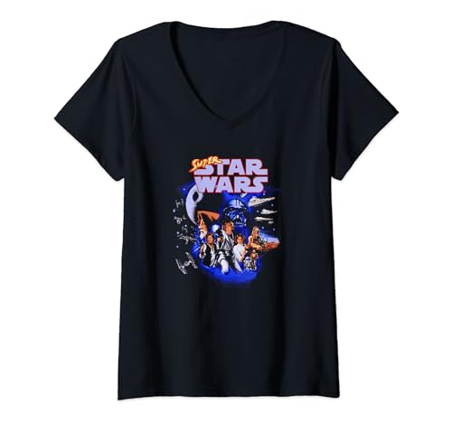 Camiseta Star Wars con cuello en V diseño de poster de videojuego retro para coleccionistas