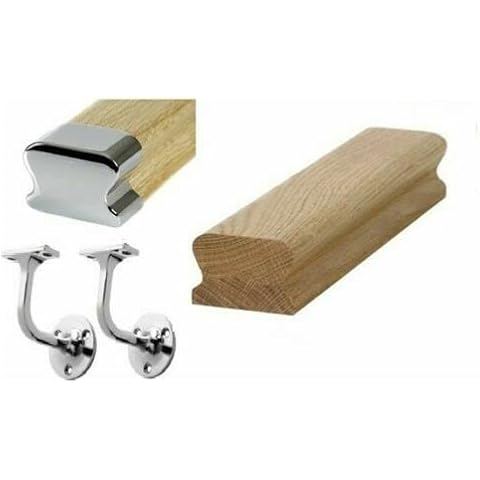 Wall LHR Oak Handrail Kit with Chrome Fittings Cover