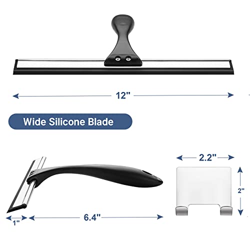 Image of AmazerBath Squeegee for Shower Glass Door, Shower Squeegee for Glass Doors - All-Purpose Squeegee with Hook for Shower Doors, Windows, Mirrors, Tiles and Car Glass, 12 Inches