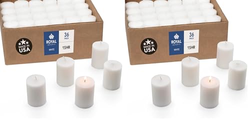 Image of Royal Imports Votive Candle, Unscented Wax for Wedding, Birthday, Party, Spa, Holiday & Home Decoration (36, White, 15 Hour) (Pack of 2)