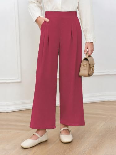 Image of Haloumoning Girls Uniform Pants Kids Wide Leg Dress Pants 5-14 Years