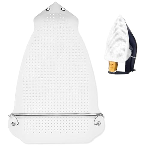YUVKIN 1 PCS Piastra Protettiva per Ferro da Stiro, Accessorio per Stiratura a Vapore, Protezione per Tessuti, Copertura per Ferro da Stiro, Protezione per Suola del Ferro (24,5 x 15,7 cm, Bianco)