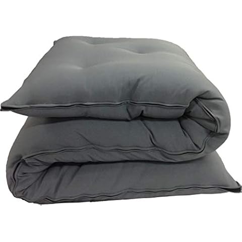D&D Futon Furniture Cotton/Foam/Polyester Queen Size Traditional Japanese Floor Rolling Futon Mattresses 3x60x80, Gray Cover