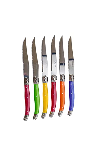 Laguiole I7209P6-NT Boîte de 6 Couteaux de Table 6 Couleurs Pastel