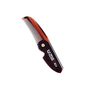 ZEUS Folding Mustache Comb, Handmade Saw-Cut Best Moustache Pocket Comb – (Traditional) – K11