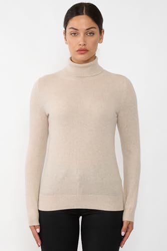 Image of JENNIE LIU Women's 100% Pure Cashmere Long Sleeve Pullover Turtleneck Sweater