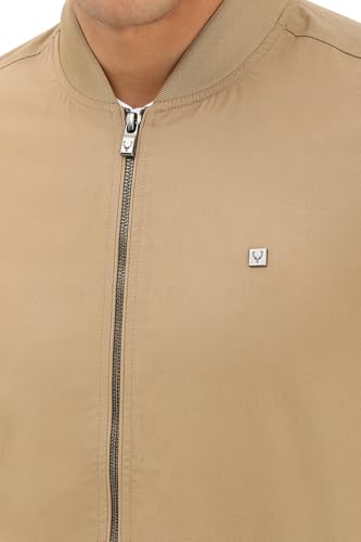 Image of Allen Solly Men Beige Solid Full Sleeves Casual Jacket