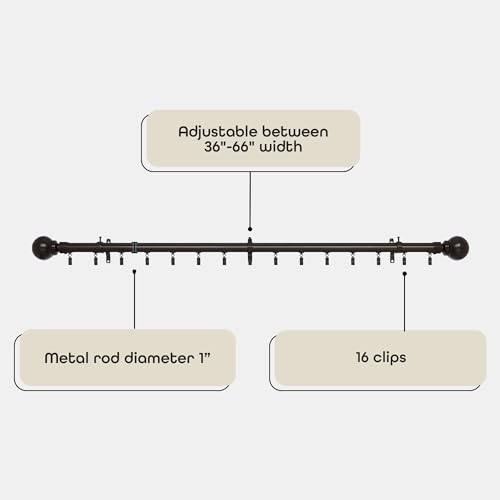 Image of Innovative Porter Traverse Window Curtain Rod - 1 inch Rod Diameter Fits Windows Size 36 inch - 66 inch - Stainless Steel Heavy Duty Drapery Rods for Bedroom, Living Room, Kitchen & Bathroom