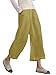 Famulily Pantalon d'été pour femme - En lin et coton - Taille haute - Taille élastique - Léger et confortable - 7/8 - Pantalon de pyjama avec poches et cordon de serrage., a-jaune, S