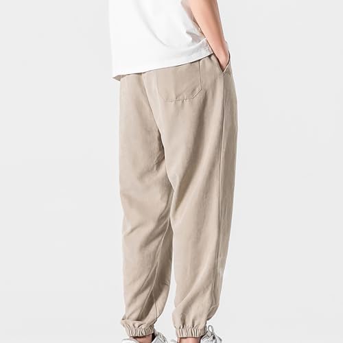 Generic Man Pants Scrub Cargo Pants for Mens Lightweight Tie Knot Straight Leg Basic Long Leg Summer Fall Pants 20244
