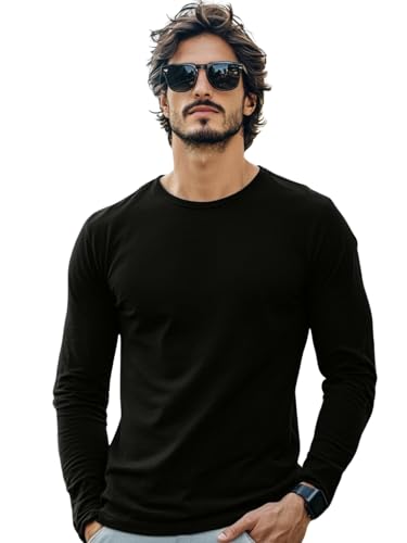 Veirdo® Pure Cotton Round Neck Regular Fit Solid Full Sleeve T-Sh...