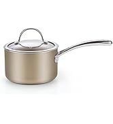 Cooks Panela padrão de 2 litros de cerâmica anodizada rígida antiaderente com tampa de vidro, cozinha pequena clássica...