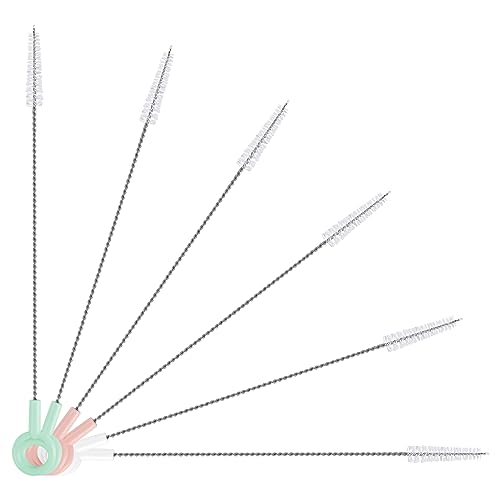 Vicloon Juego de 6 Cepillos de Limpieza de Botellas de 3 Colores, Cepillo de Nailon para Botellas, Juego de Cepillos de Limpieza de Tubos, Juego de Cepillos Extrafinos, Blanco, Rosa, Verde