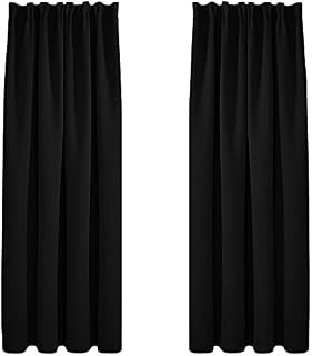 Deconovo Curtains 84 Inch Drop Blackout Curtains Super Soft Window Treartment Thermal Insulated Pencil Pleat Energy Saving Window Curtains for Bedroom 52 x 84 Inch Drop Black 2 Panels