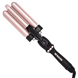 The Beachwaver Co. 3B Waver - Midnight Rose | Triple Barrel Hair Waver for Mermaid Waves - Professional Curling Iron with Adjustable Temperature, LED Screen, and Ceramic Barrels