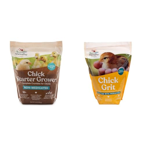 Manna Pro Chick Starter Food 5 Pounds and Chick Grit Digestive Supplement for Young Poultry 5 lbs