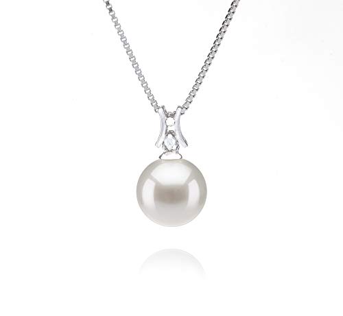 Lauren White 9-10mm AAAA Quality Freshwater 925 Sterling Silver Cultured Pearl Pendant For Women