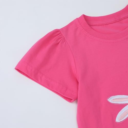 Image of HILEELANG Toddler Girl Easter Outfit Spring Summer Cotton Leggings Pants Tees Shirts Clothing Sets