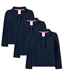 Gymboree,Girls,and Toddler Long Sleeve Ruffle Polo Shirt,Navy 3-Pack,12