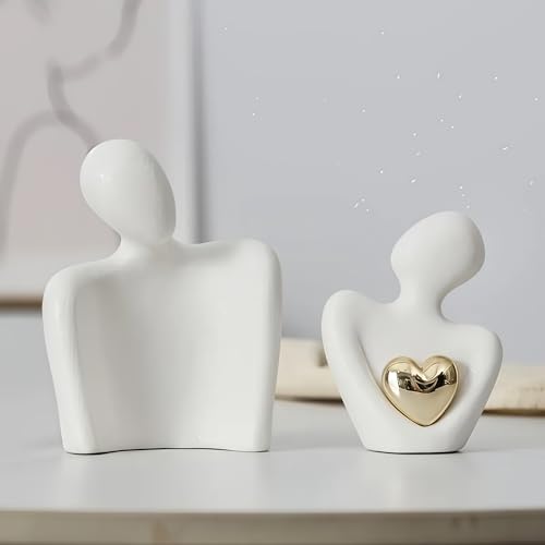 Figura Decorativa Mini Estatua de Pareja en Cerámica Blanca 4.72in miniatura 6
