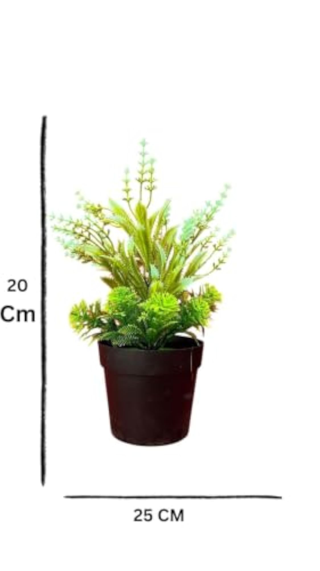Artificial Green Foliage Plant with Dark Pot