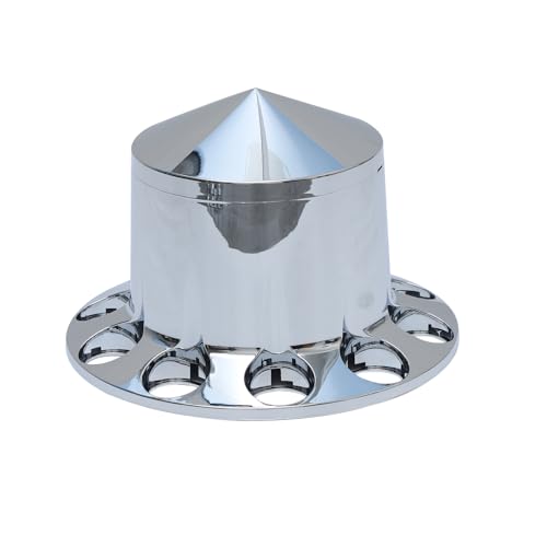 JESONN Chromed ABS Plastic Hubcaps Front and Rear Wheel Axle Cover Set with 33mm Thread-On Lug Nut Covers for Semi Trucks Removable Center Cap (Pointed-AS) by JESONN - Image 6