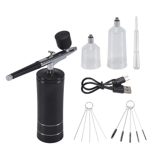 Tacdas Kit de AeróGrafo Compresor de AeróGrafo InaláMbrico Recargable, 30PSI de Alta PresióN, Pistola de AeróGrafo PortáTil de Mano, Juego de AeróGrafo