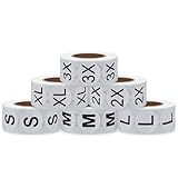 Hybsk(TM) White Round Clothing Size Stickers Adhesive Labels For Retail Apparel S M L XL 2X 3X Total 6 Rolls