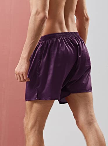 Men's Satin Boxer Shorts Satin Sleep Shorts Silk Pajamas Bottom Silk Boxers Sleepwear Underwear with Button Fly