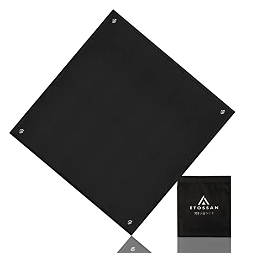 焚き火シート 黒 95×100cm スパッタシート ハトメ付き 耐火 耐熱 防炎 溶接 ガラス繊維 薪ストーブ バーベキュー 焚火シート 焚き火 焚火 BBQ キャンプ 防火シート…