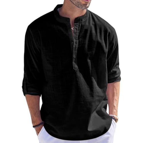Image of Bellstone Men's Cotton Blend Solid Regular Fit Full Sleeve Short Kurta | Men's Trendy Short Kurta | Ethnic Stylish Casual Lightweight Summer Kurta for Daily and Occasion Use