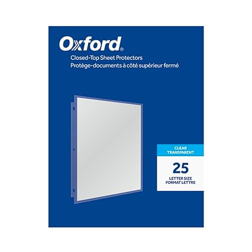 Oxford Sheet Protectors, 25-Pack, Letter Size 8.5" x 11", Clear Top-Loading Sleeves for Paper with Tuck-in Flap, 3-Hole Page Protectors for School or Office, Compatible with Binder image 1
