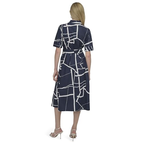 DKNY Women's Short Sleeve Cotton Poplin Collared Shirtdress4