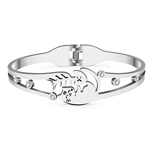 Bracelet arête de poisson chat acier inoxydable plaqué or 18k pour femme