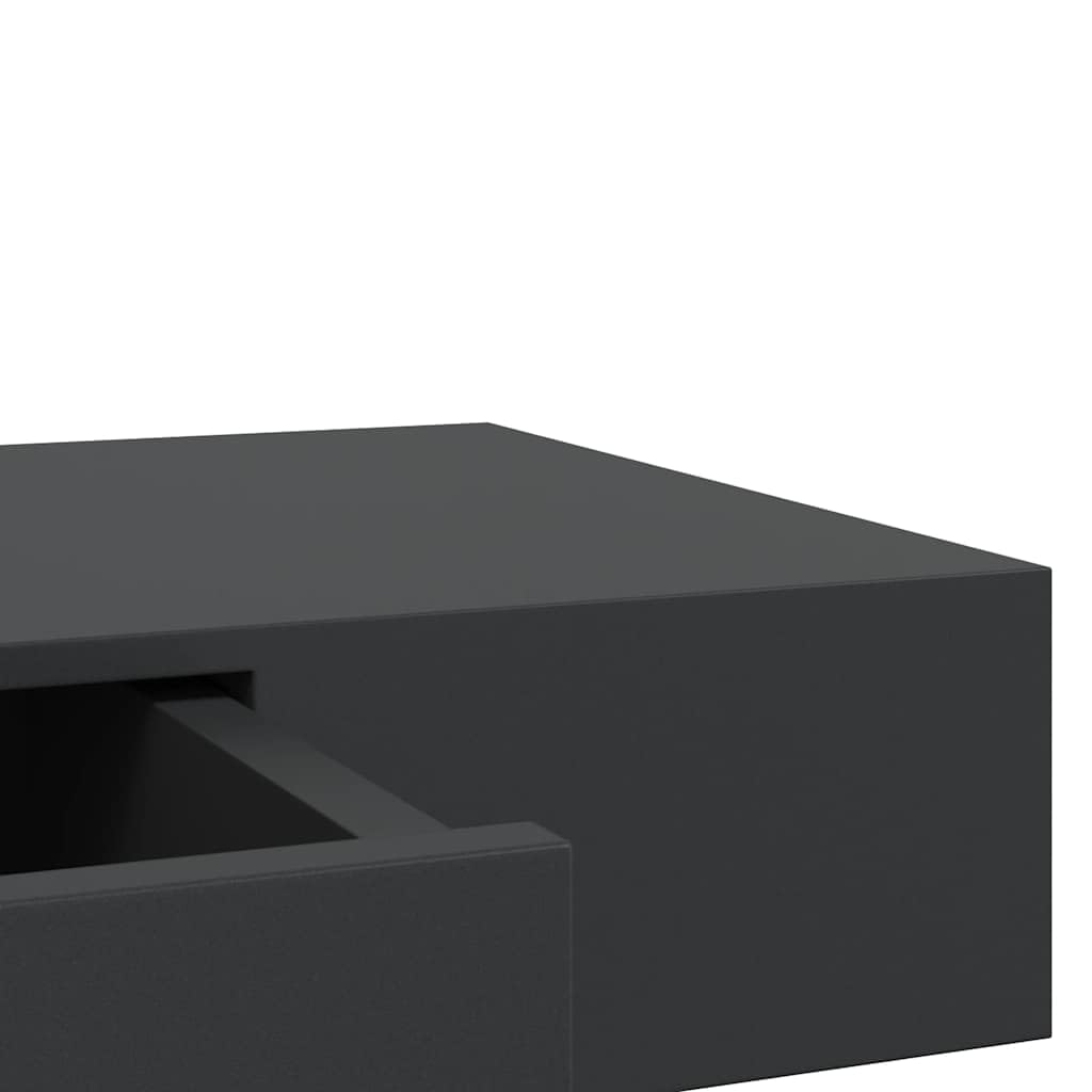Regał wiszący z szufladą, czarny, z płyty MDF, 80 x 25 x 8 cm, regał ścienny z niewidocznym systemem montażowym, zajmuje mało miejsca, nowoczesny do salonu, sypialni, biura, miejsca do