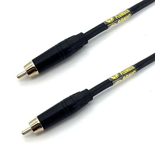Image of Sonic Plumber Black and Gold RCA Interconnect Cable with Cable Tie (5m / 16.4ft)