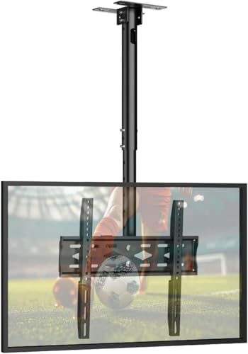 JXMTSPW Ceiling TV Bracket for 26-68 inch Flat Screen Fits Most LCD LED OLED 32 43 55 60 65 TVs Monitor Full Motion Height Adjustable TV Bracket up to 45kg Max VESA 400x400mm Hanging TV Mount
