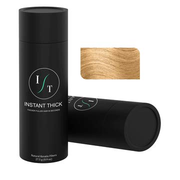 INSTANT THICK Premium Hair Fibers for Thickening Hair Undetectably - Thicker Fuller Hair In Seconds 27.5g (0.97oz) 2 Month+ Supply (Medium Blonde)