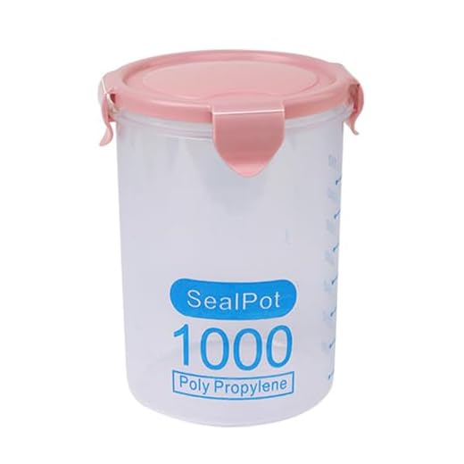 Cans Keep Box Plastic Canister Transparent Jar Kitchen Sealed Food Storage Kitchen，Dining & Bar Food Organizer Containers (Pink, One Size)