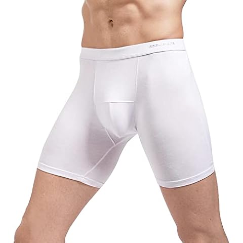 Yasalu Men's Sexy Out Running Tight Pants Comfortable Breathable Boxers underpant Buttock Movement Pants Underwear (White, XL) Cover