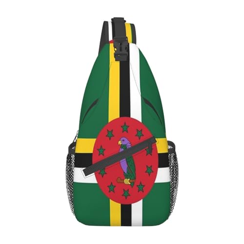 ASYG Funny Dominica Flag Sling Bag Crossbody Backpack Travel Hiking Daypack Dominican Shoulder Bag Chest Bag for Women Men