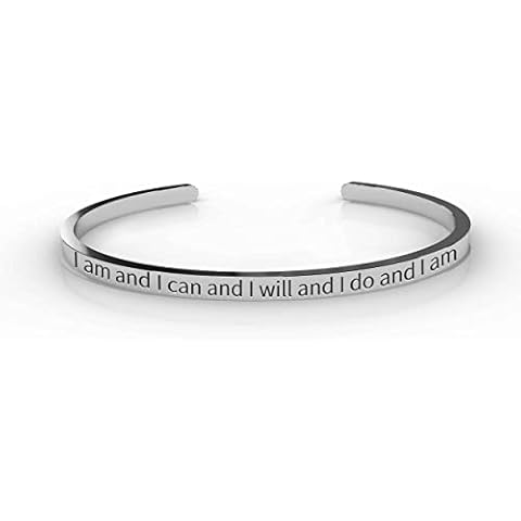 Pugster Inspirational Bracelets for Women Mantra Cuff Bangle Engraved Bracelets Mothers Day Gift Ideas, I Am And I Can And I Will And I Do And I Am Cover