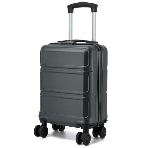 KONO Handgepäck Koffer mit abnehmbaren Rollen, 40x30x20 cm ohne Rollen, Leichter Kabinen-Koffer klein aus ABS+PC für Ryanair, EasyJet & Eurowings (Grau)