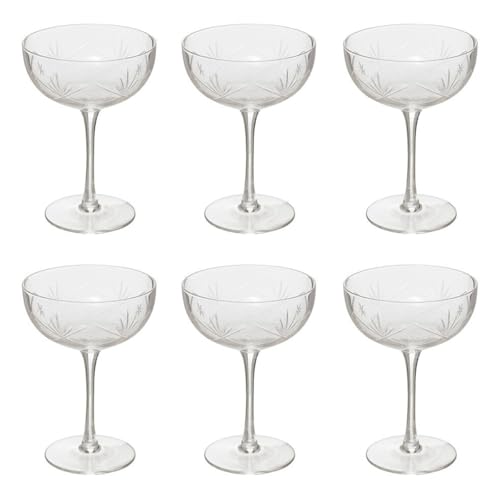 Paris Prix Secret de Gourmet - Lot de 6 Coupes à Champagne Design Victoria 28cl Transparent