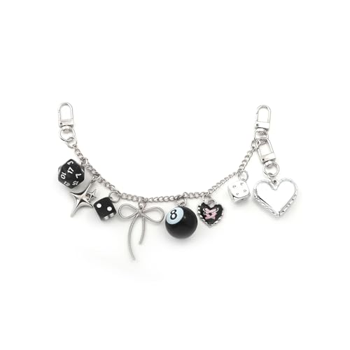 Image of 8 Ball Dice Charm Keychain - Cute Bag Purse Handbag Accessories - Y2K Aesthetic Key Chain for Women Men