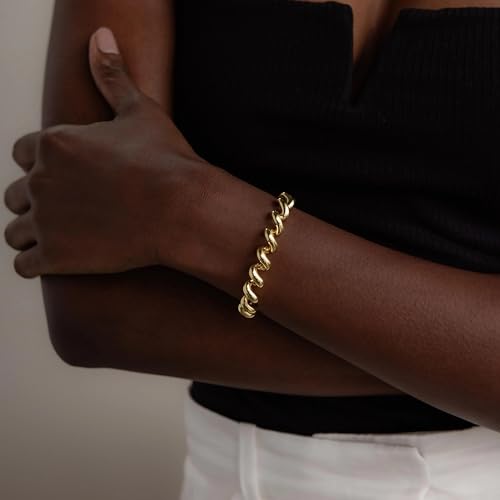 CAITLYNMINIMALIST 18K Gold Plated Bold Chunky Stacking Statement Bracelets for Women4