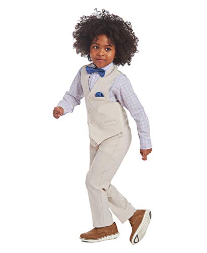 Image of Nautica Boys' 4-piece Formal Suit Set with Vest, Pants, Collared Dress Shirt, and Tie