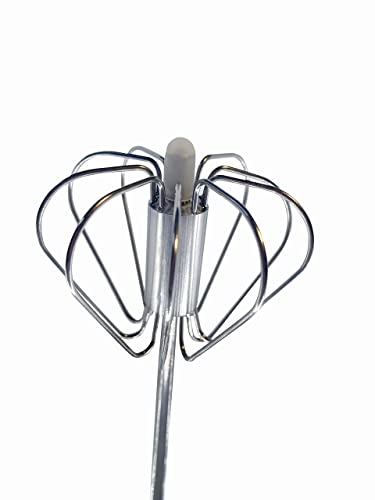 Balevi Stainless Steel Push Whisk - Easy To Use Manual Hand Mixer & Plunger Whisk - Make Froth, Foam & Whipped Cream - Semi Auto Egg Beater Plastic Tip Won’t Scratch Pans (2 Pack 10In & 12In) White #TOP4